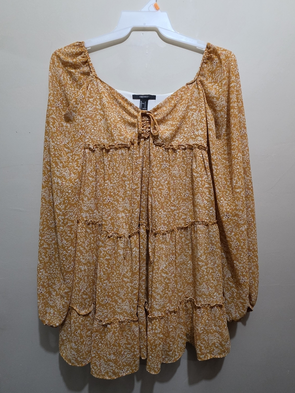 Forever 21 Orange Floral Babydoll Dress 🌼 Cottagecore Small
